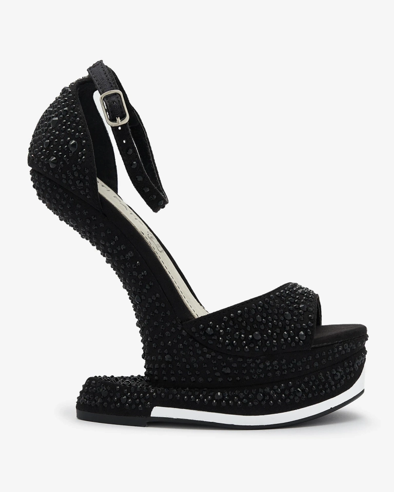 Černé dámské lodičky se zirkony Elenki - Obuv