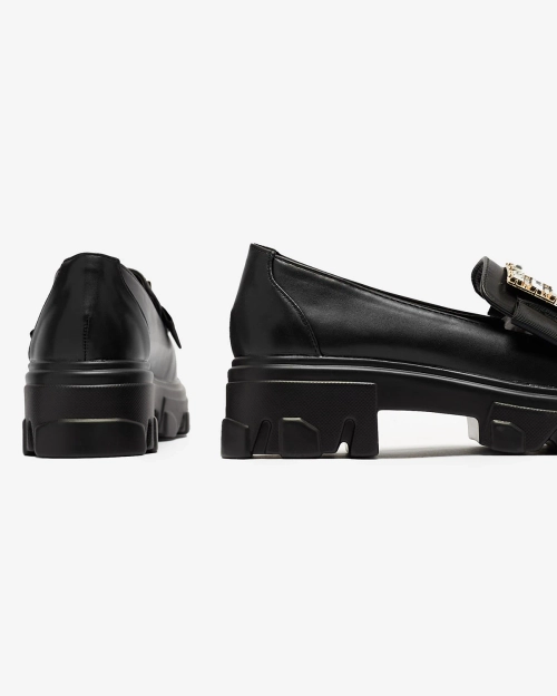 Чорні жіночі мокасини з золотим декором Brial- Footwear
