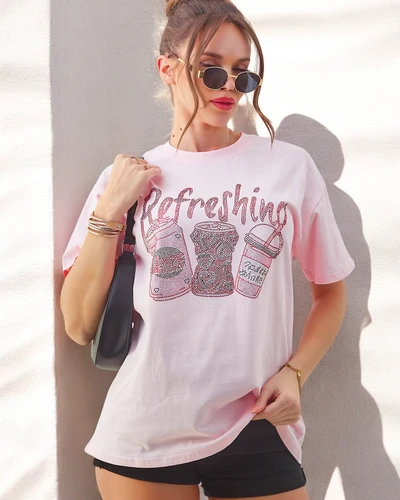 Dámské bavlněné tričko Royalfashion s potiskem zdobeným kamínky