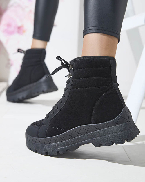 OUTLET Жіночі утеплені черевики-трапери чорного кольору Wosser- Footwear