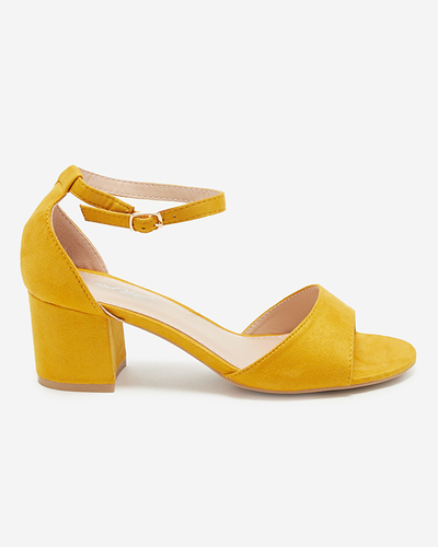 Жіночі гірчичні босоніжки з еко-замші на стовпі Filenis - Взуття