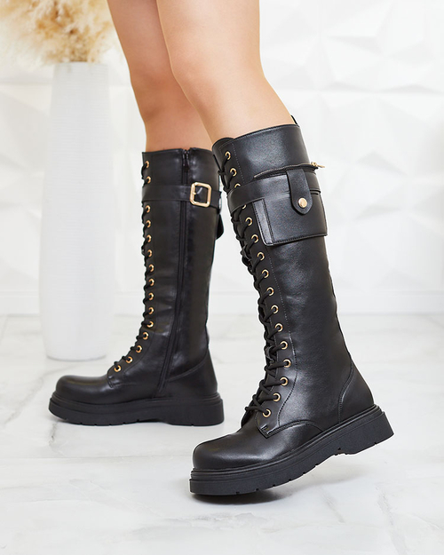 Royalfashion Чорні жіночі високі чоботи Vetera