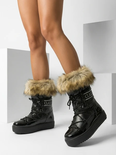 Royalfashion Černé nazouvací boty a'la snow boots for women Gomllo