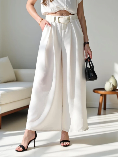 Royalfashion Широкі жіночі штани з поясом