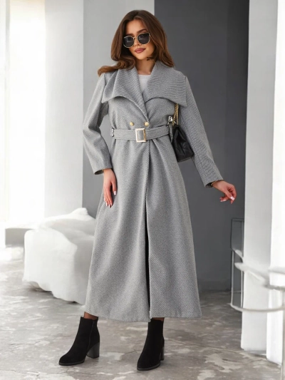 Royalfashion Жіночий максі-пальто з поясом