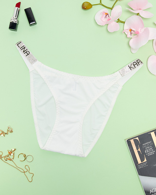 Жіночі білі трусики з декоративними смужками - Нижня білизна
