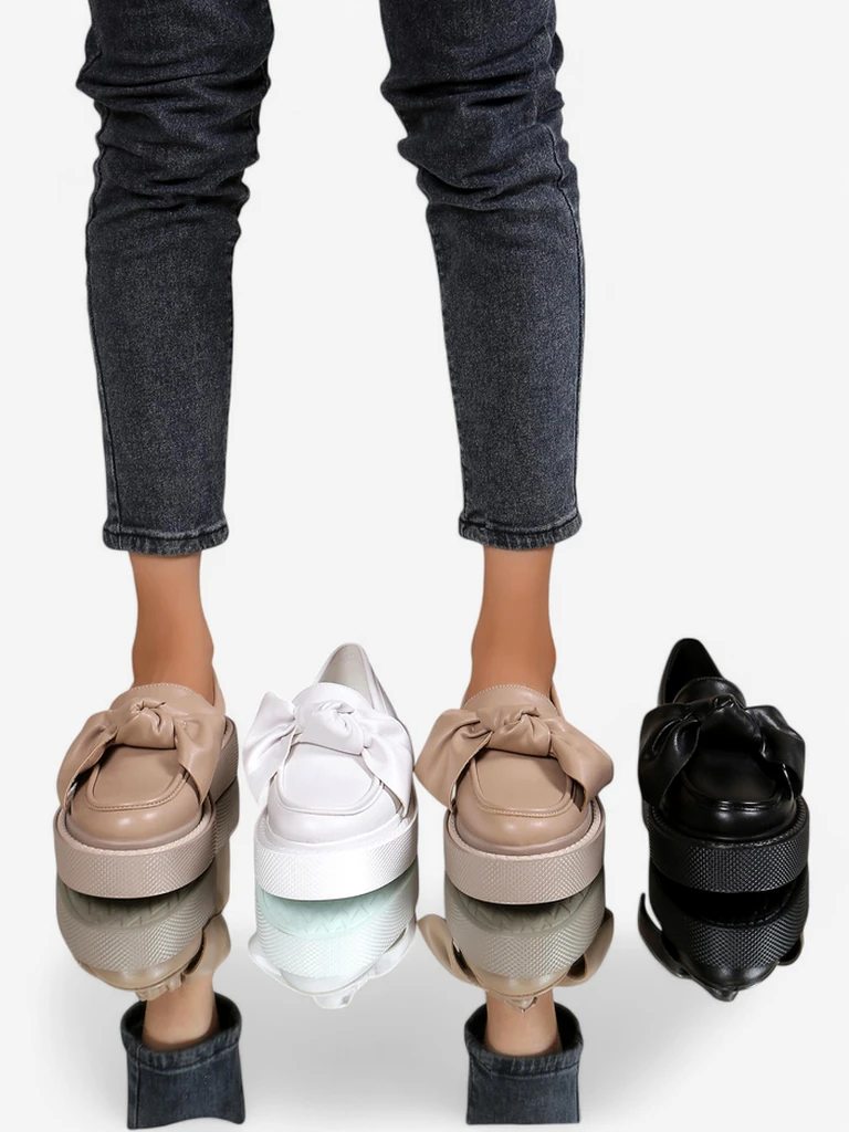 Royalfashion Elegantní dámské mokasíny s mašlí Ortto