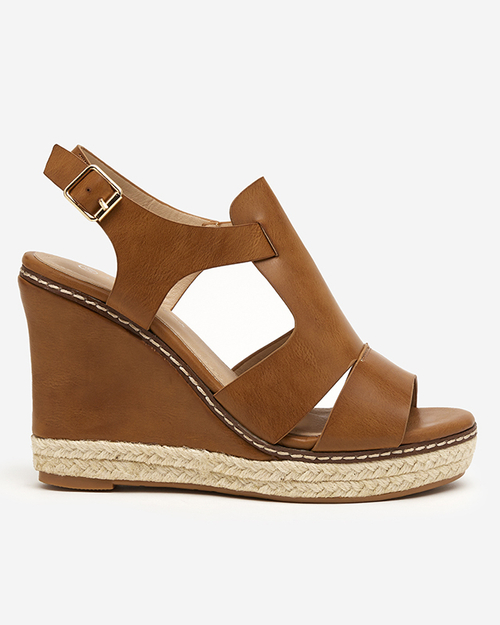 Світло-коричневі жіночі босоніжки на високій танкетці Clack