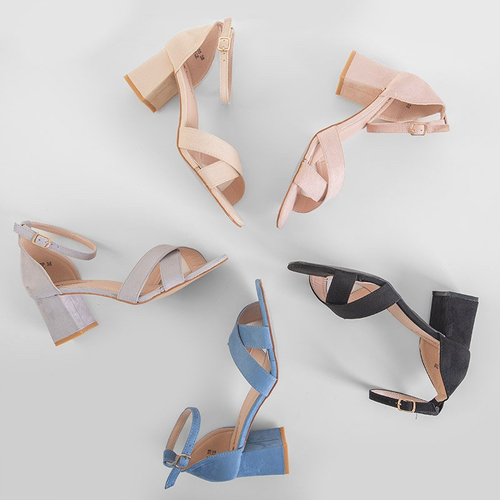 Блакитні жіночі босоніжки на підборах Halita