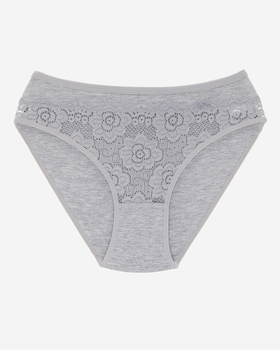 Šedé dámské kalhotky s krajkou - Spodní prádlo