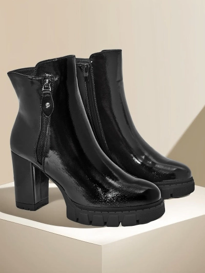 Dámské kotníkové kozačky Royalfashion Patent na sloupku Vemorro