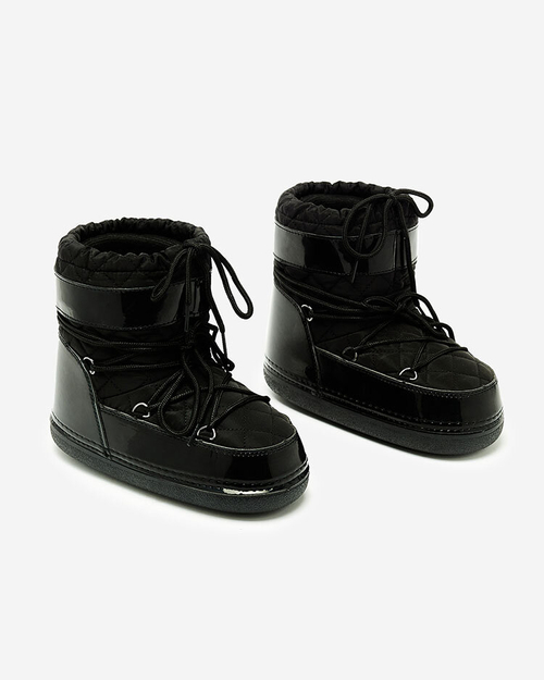 Royalfashion Чорні жіночі снігоступи з рубчиком Yevnoiela