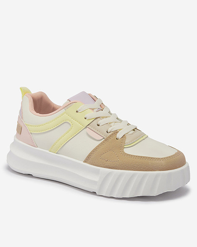 Bílá dámská sportovní obuv z ekokůže s pestrobarevnými vsadkami Netiris - Obuv