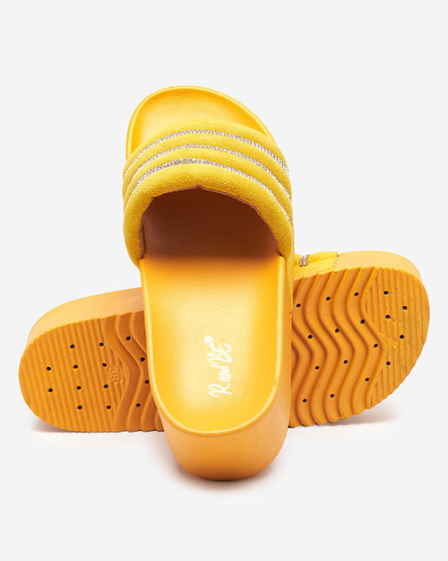 Жовті жіночі шльопанці на платформі Sunavi