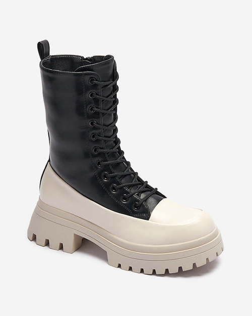 OUTLET Чорно-бежеві жіночі високі черевики-баггі Susker- Footwear