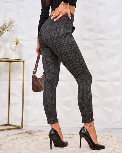 Royalfashion Dámské zateplené kostkované teggings kalhoty