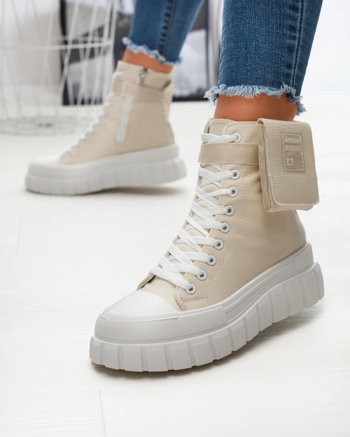 Бежеві жіночі кеди на високій платформі Uprella - Взуття