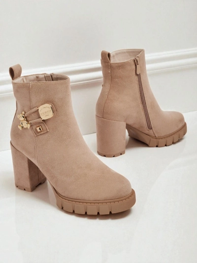 Dámské kotníkové boty eko semišové na sloupku Bearr