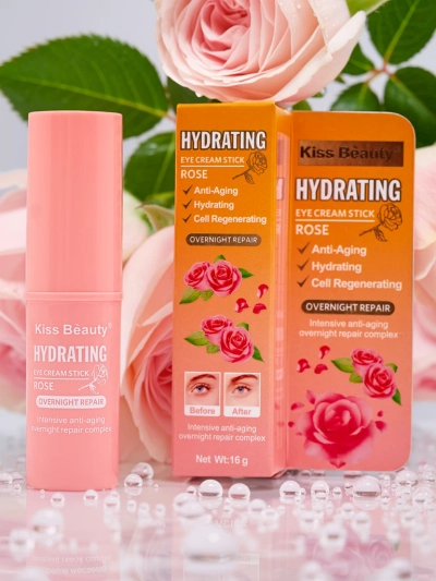 Proti vráskám, hydratační a regenerační růžový oční krém ve formě tyčinky