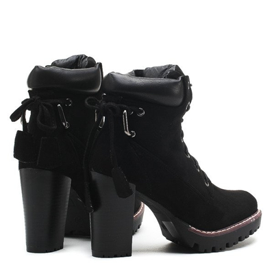 Czarne botki na słupku - Obuwie