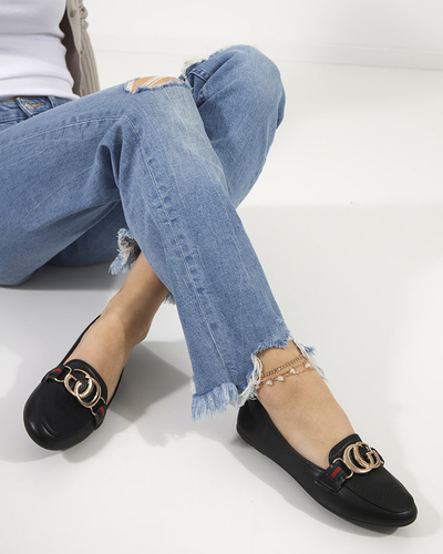 Černé dámské mokasíny s ornamenty na špičce Meneris - Obuv