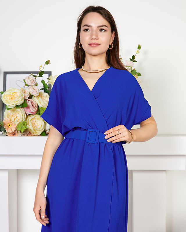 Dámské kobaltové midi šaty - Oblečení