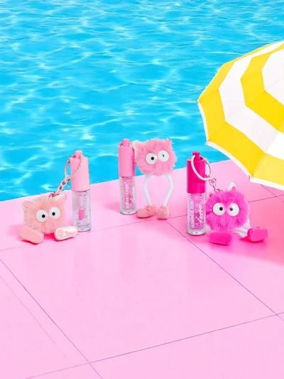 Блиск для губ для дітей з пухнастим монстриком Темно-рожевий