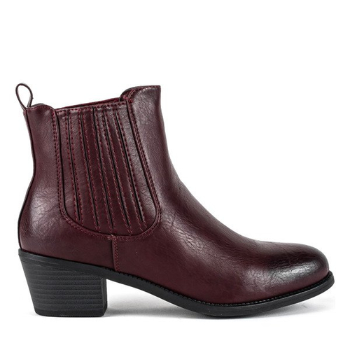 Бордові ковбоські черевики на низькому каблуці Westernias - Взуття