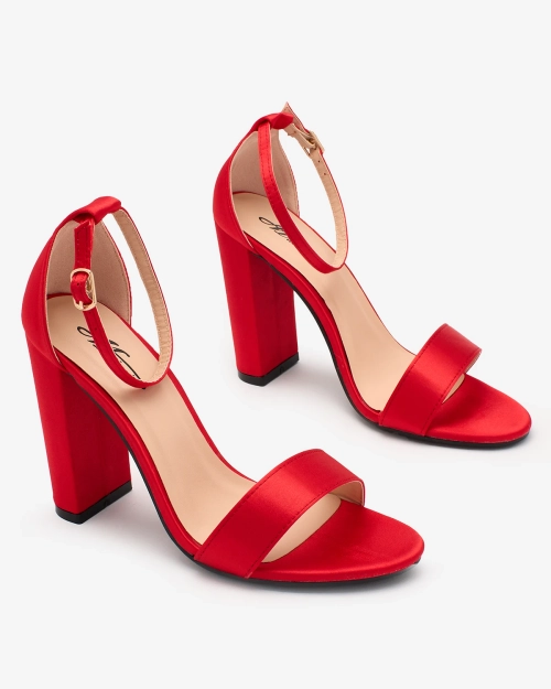 Жіночі босоніжки на високих підборах Royalfashion червоного кольору Umella