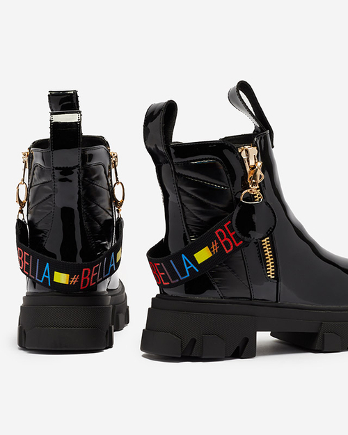 Чорні жіночі лаковані чоботи Osallu