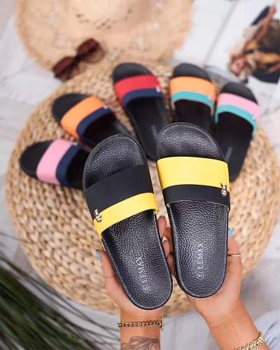Royalfashion Žlutočerné dámské gumové žabky Lierigs