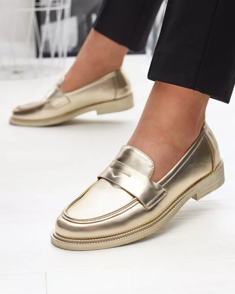 Zlaté dámské mokasíny z ekokůže Zibom- Obuv
