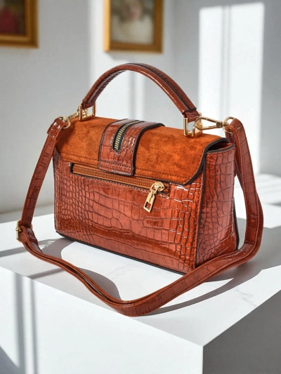 Dámská kabelka Hera Marrone hnědá ekokůže semišová přes rameno retro