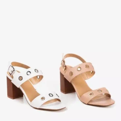 Světle růžové sandály na vyšší sloupek s výřezy Cangola - Obuv 1