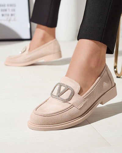 Бежеві жіночі мокасини з орнаментом Fogras- Footwear