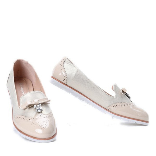 Beżowe mokasyny z cyrkonią Louise - Obuwie