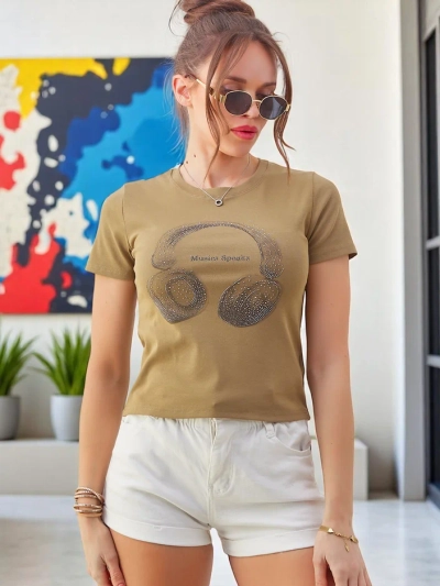 Royalfashion Dámské bavlněné tričko s potiskem Music Speaking
