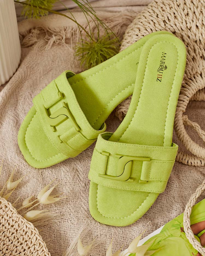 Royalfashion Neonově zelené dámské žabky s přezkou Rydr