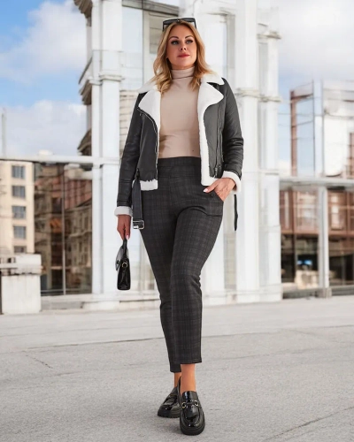 Royalfashion Zateplené dámské tegínové kalhoty PLUS SIZE