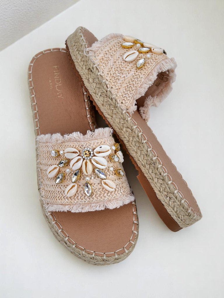 Aurelia Béžové Dámské Žabky Royalfashion s Mušlemi a Pletením