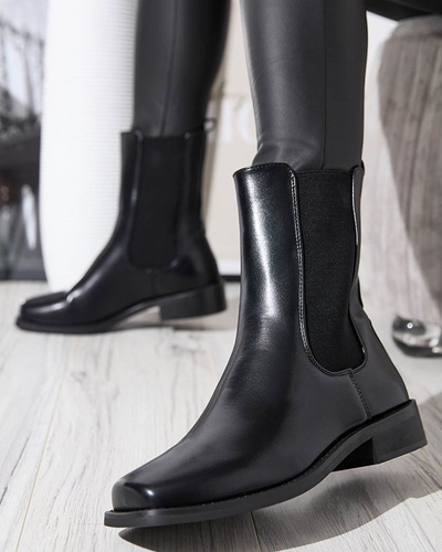 Vysoké dámské kozačky s hranatou špičkou v černé barvě Sudis- Obuv