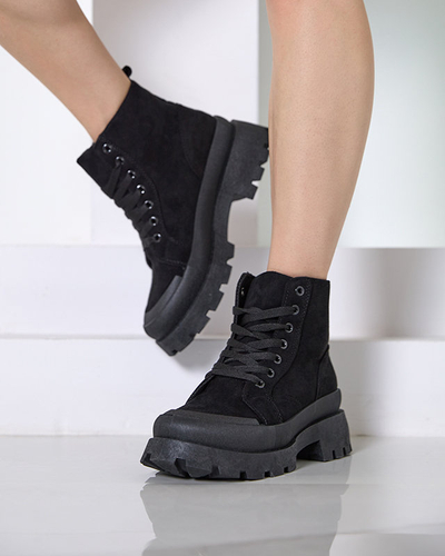 Dámské černé kozačky s eko semišem Lolut- Footwear