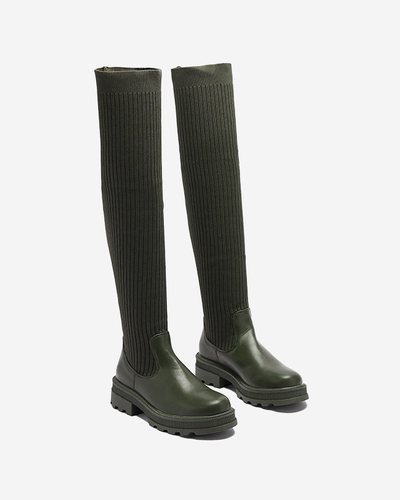 Dámské tmavě zelené vysoké nazouvací boty Beridas - Obuv