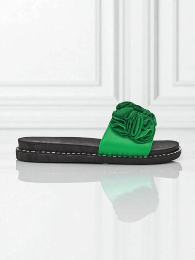 Royalfashion Dámské pantofle s plochou podrážkou Flora Verde