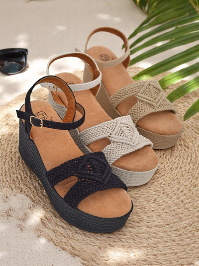 Royalfashion Dámské sandály na klínku pletené Sunny Day