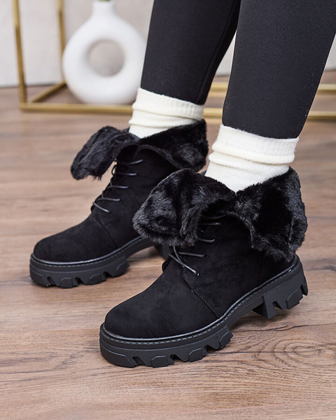 Royalfashion Černé dámské šněrovací kozačky Cavenma