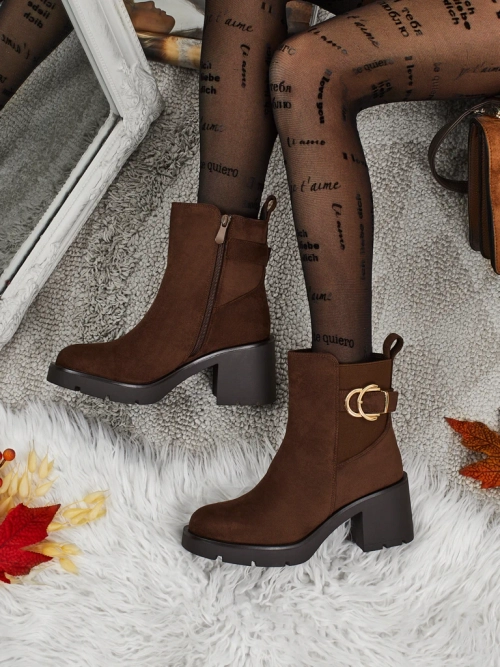 Ботильйони жіночі еко замшеві на підборах-стовпчику Solenya