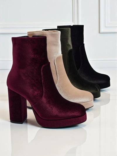 Dámské kotníkové boty na sloupku al'la Velur Miss