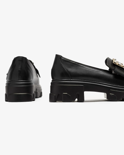 Чорні жіночі мокасини з золотим декором Brial- Footwear