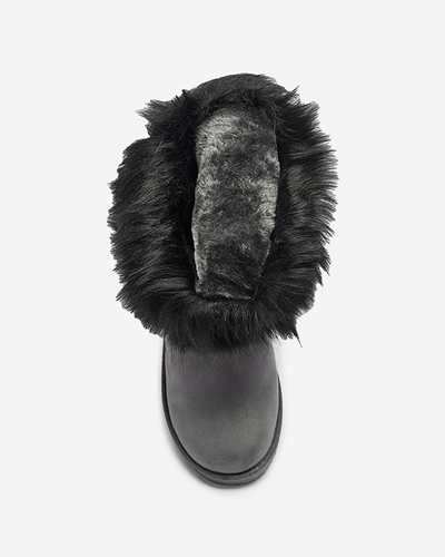 Сірі жіночі снігові черевики з асиметричним верхом і хутром Vetora - Взуття